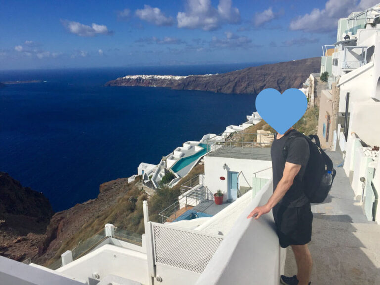 サントリーニ島ハイキングの景色