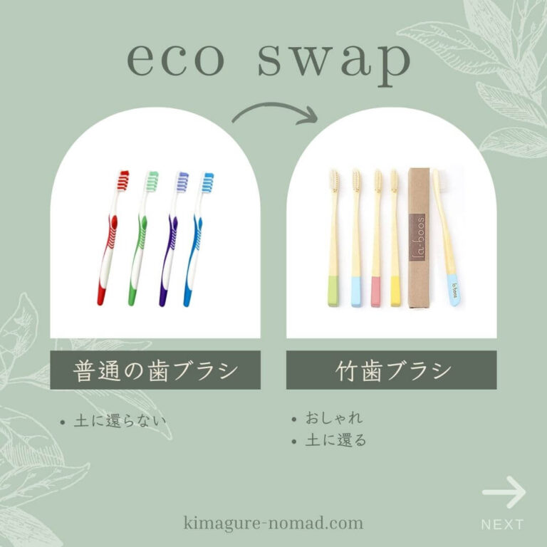 エコスワップ　プラスチック歯ブラシと竹歯ブラシ